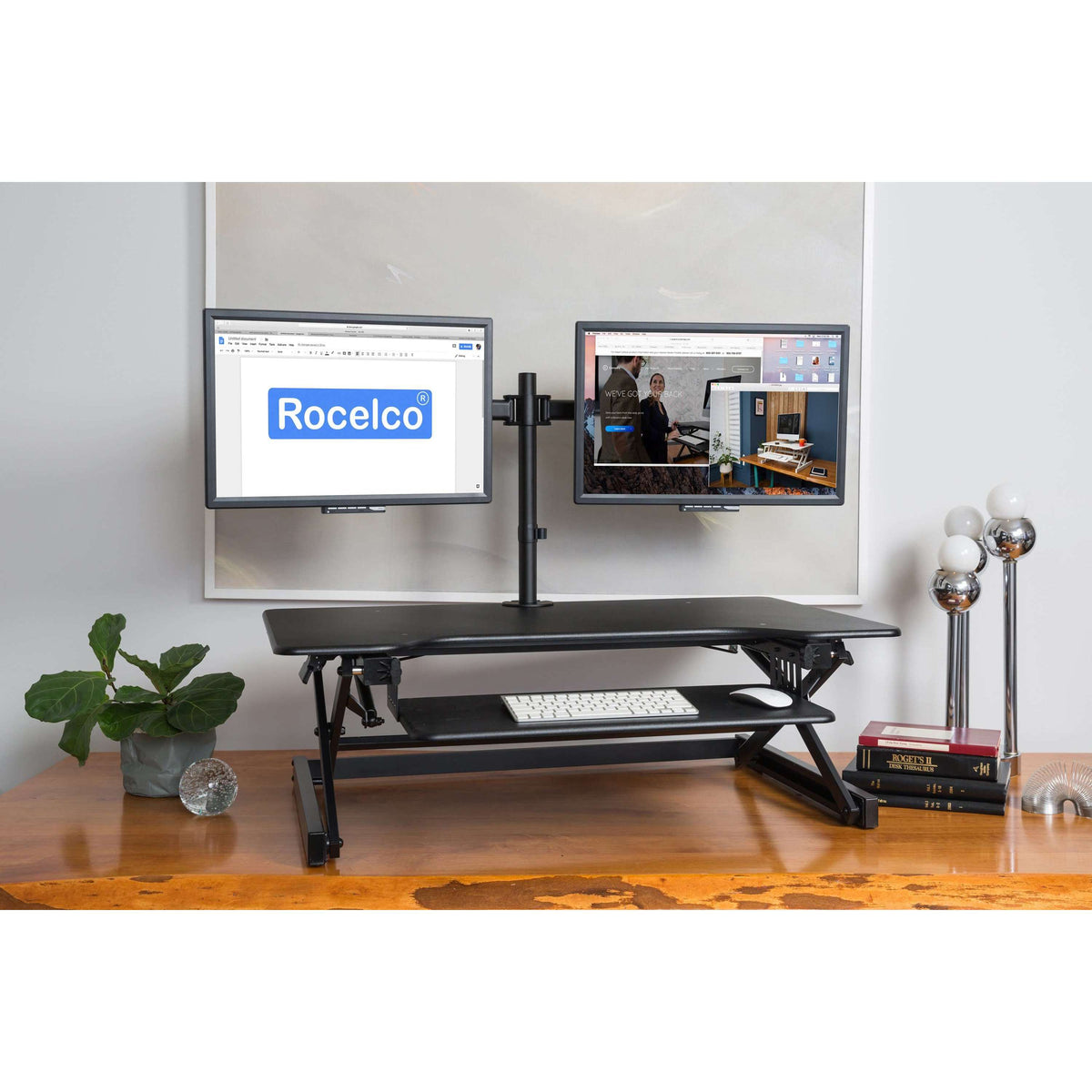 Rocelco 46" Large Height Adjustable Standing Desk Converter With Dual Monitor Stand Bundle - View #5