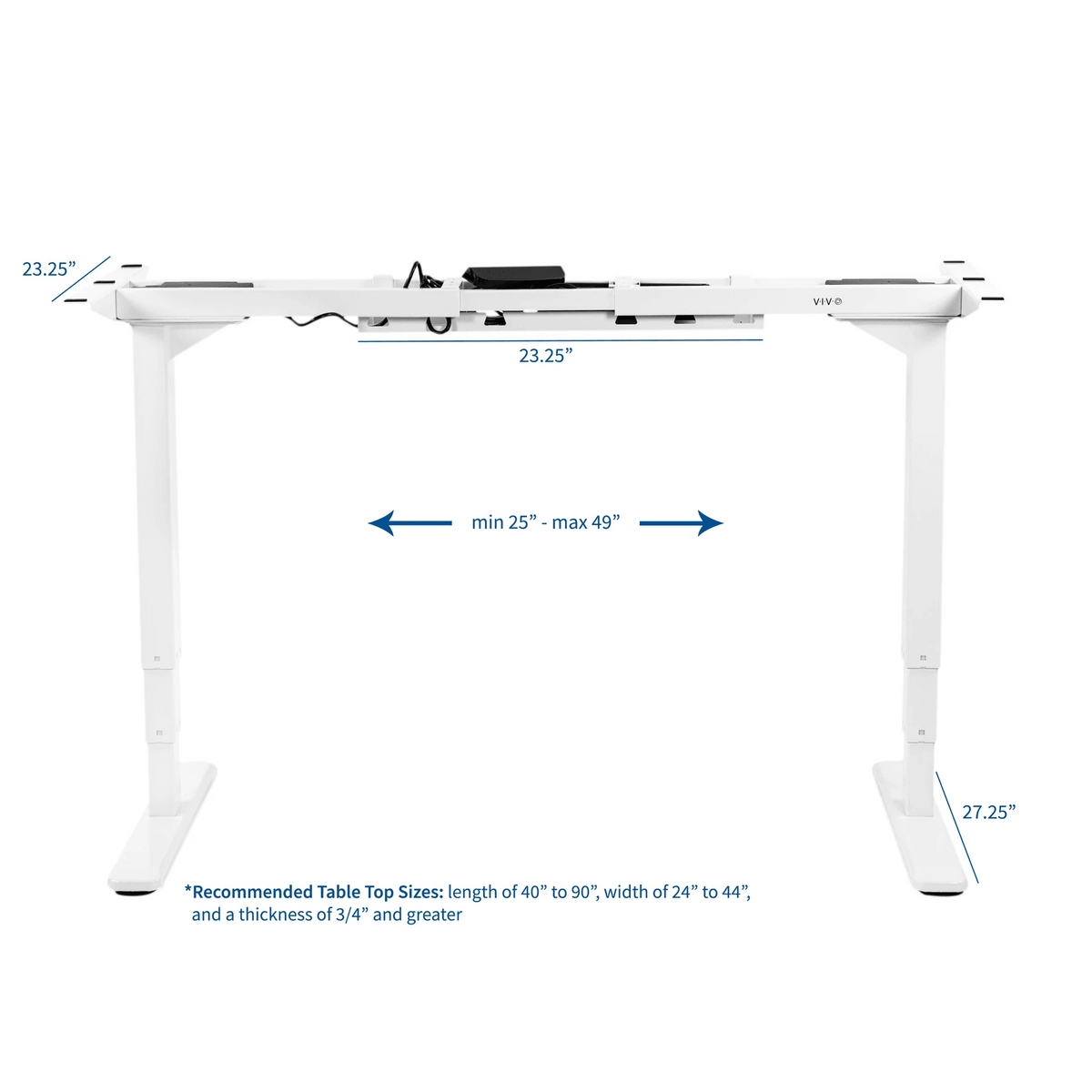 VIVO White Electric Sit-Stand Height-Adjustable Dual Motor Desk Frame ...