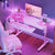 Upmost Office Eureka Ergonomic GIP-P47-PK Pink Gaming Desk 47 inch, Home Office Computer Desk Table with Mouse Pad Cup Holder Headphone Hook in the dark
