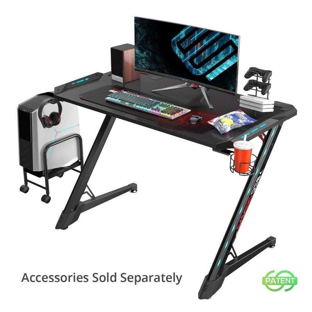 Upmost Office Eureka ERK-Z1S-PRO-43S V1 43W Home Office Gaming Desk With  RGB Lights, Controller Stand, Cup Holder, Headphone Hook & Mouse Pad, Gift  for Men Boys Gamers