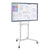 UpmostOffice.com Mount-IT! Interactive Display Stand | Mobile TV Flip Cart with Accessory Shelf MI-8100 white with TV mounted