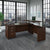 72W x 36D Bow Front Sit to Stand L Desk w Mbl Ped