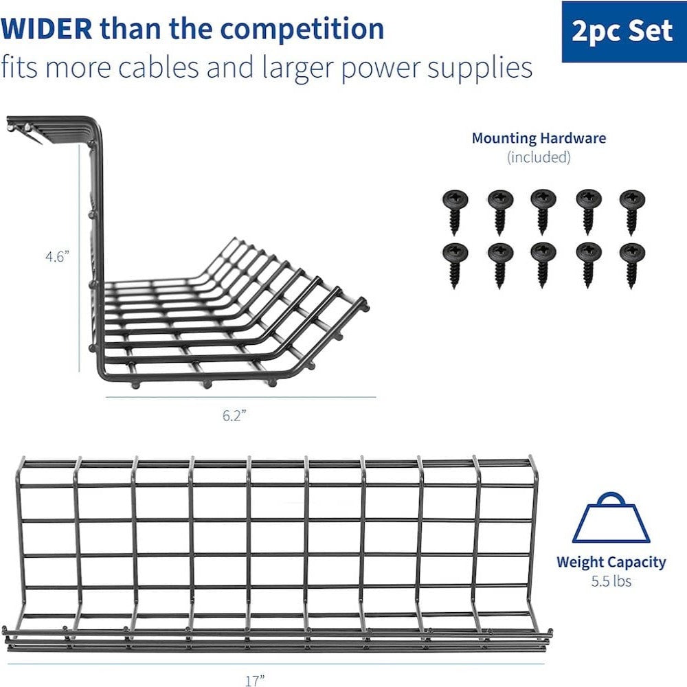 Upmost Office VIVO Under-Desk Cable Management Racks DESK-AC06-2B 2-pack