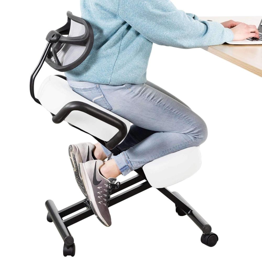 Gray Adjustable Ergonomic Kneeling Chair with Back Support – Dragonn