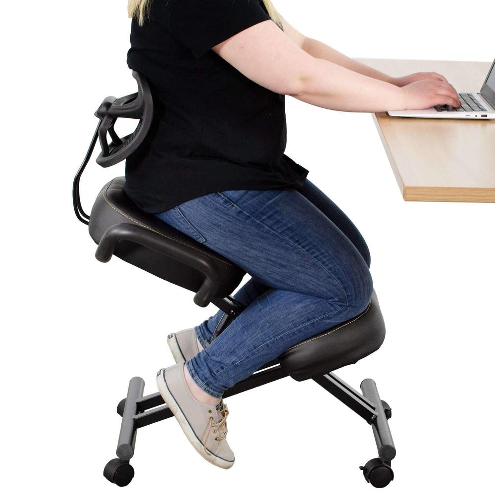 DRAGONN (By VIVO) Ergonomic Kneeling Chair with Back Support, Black