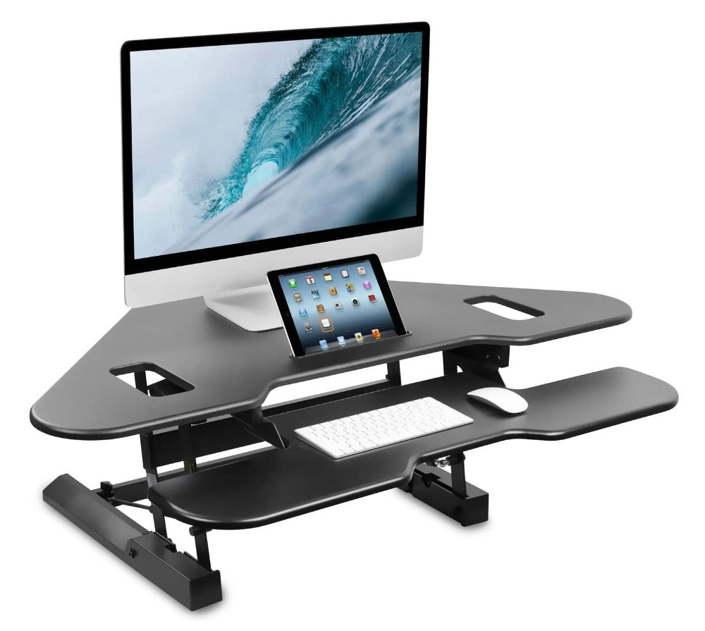 Mount-It! Corner Sit Stand Desk Converter MI-7958A - Thumbnail 5