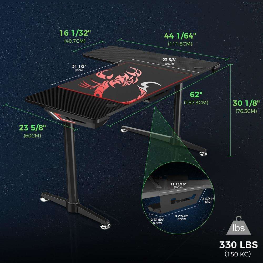 Eureka Ergonomic L60 L-Shaped PC Gaming Desk – Ergo Standing Desks