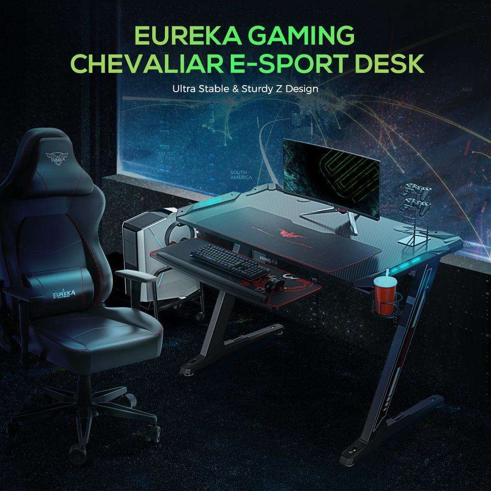 Eureka Ergonomic EDK-Z1S/Z1SRD Gaming Desk with RGB LED Lights