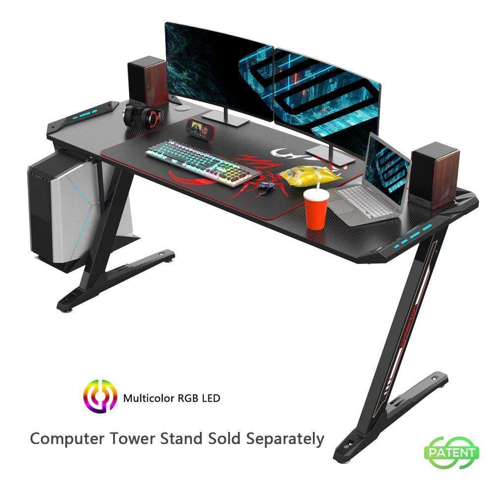 EUREKA ERGONOMIC Bureau Gaming LED 182x76cm Bureau Gamer