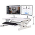 Lorell/Rocelco 37” Deluxe Height Adjustable Standing Desk Converter | Dual Monitor Riser | Gas Spring  | Large Retractable Keyboard Tray, R DADRW, White