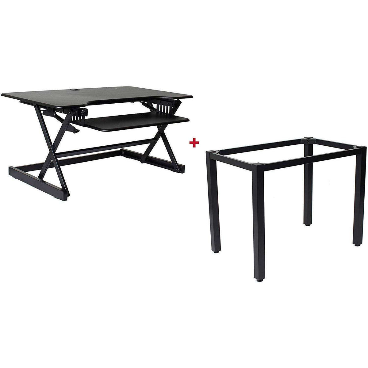 Rocelco Black 40” Large Height Adjustable Standing Desk BUNDLE | Dual ...