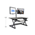 Lorell/Rocelco 40” Large Height-Adjustable Standing Desk Converter with Dual Monitor Mount BUNDLE, R DADRB-40-DM2,R DADRT-40-DM2