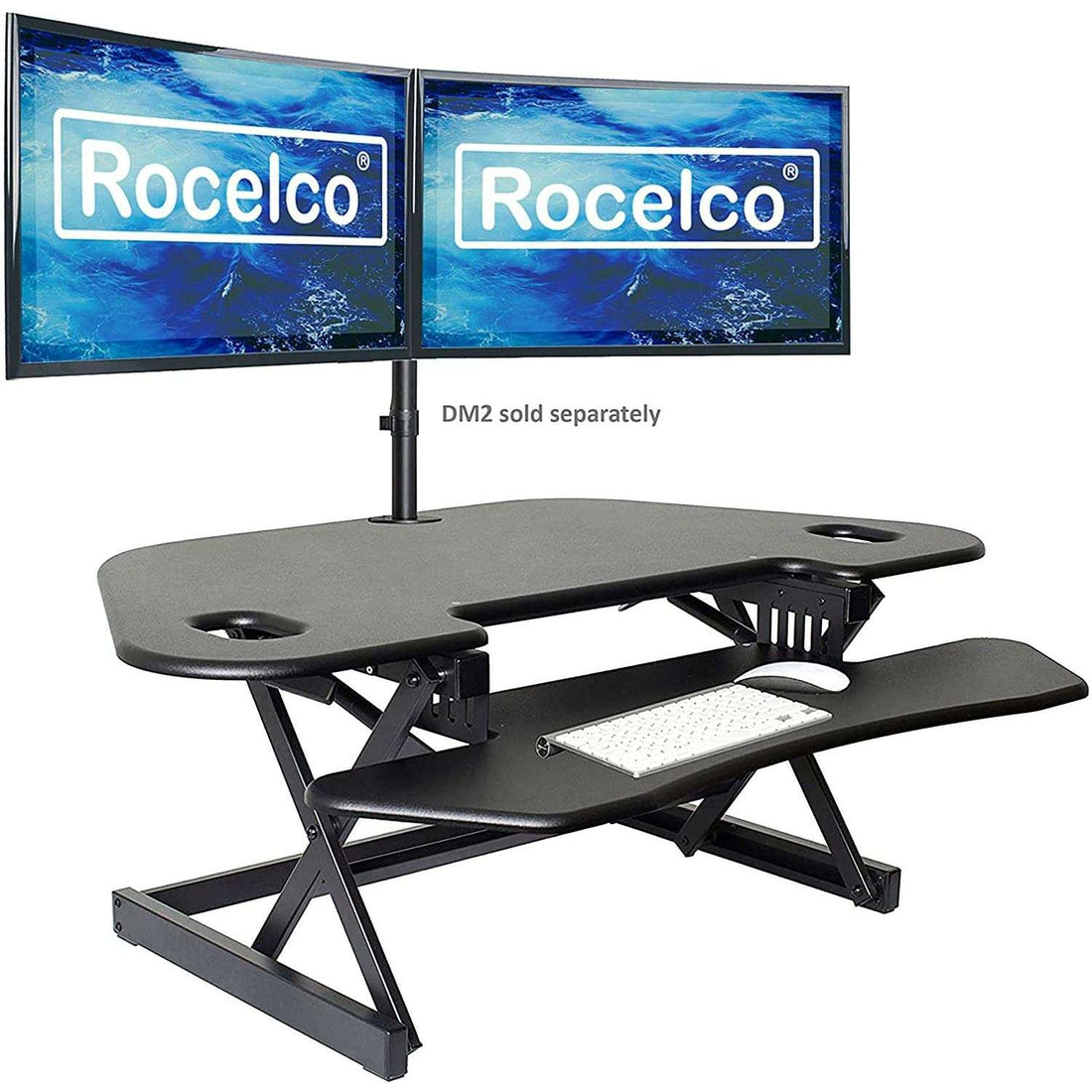 Rocelco Standing Desk Converter 46 Inch Deluxe Adjustable Riser, Black 
