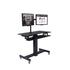 Lorell/Rocelco R MSD-40 Black 40” Height-Adjustable Mobile Standing Desk | Dual Monitor Keyboard Tray Gas Spring Assist R MSD-40