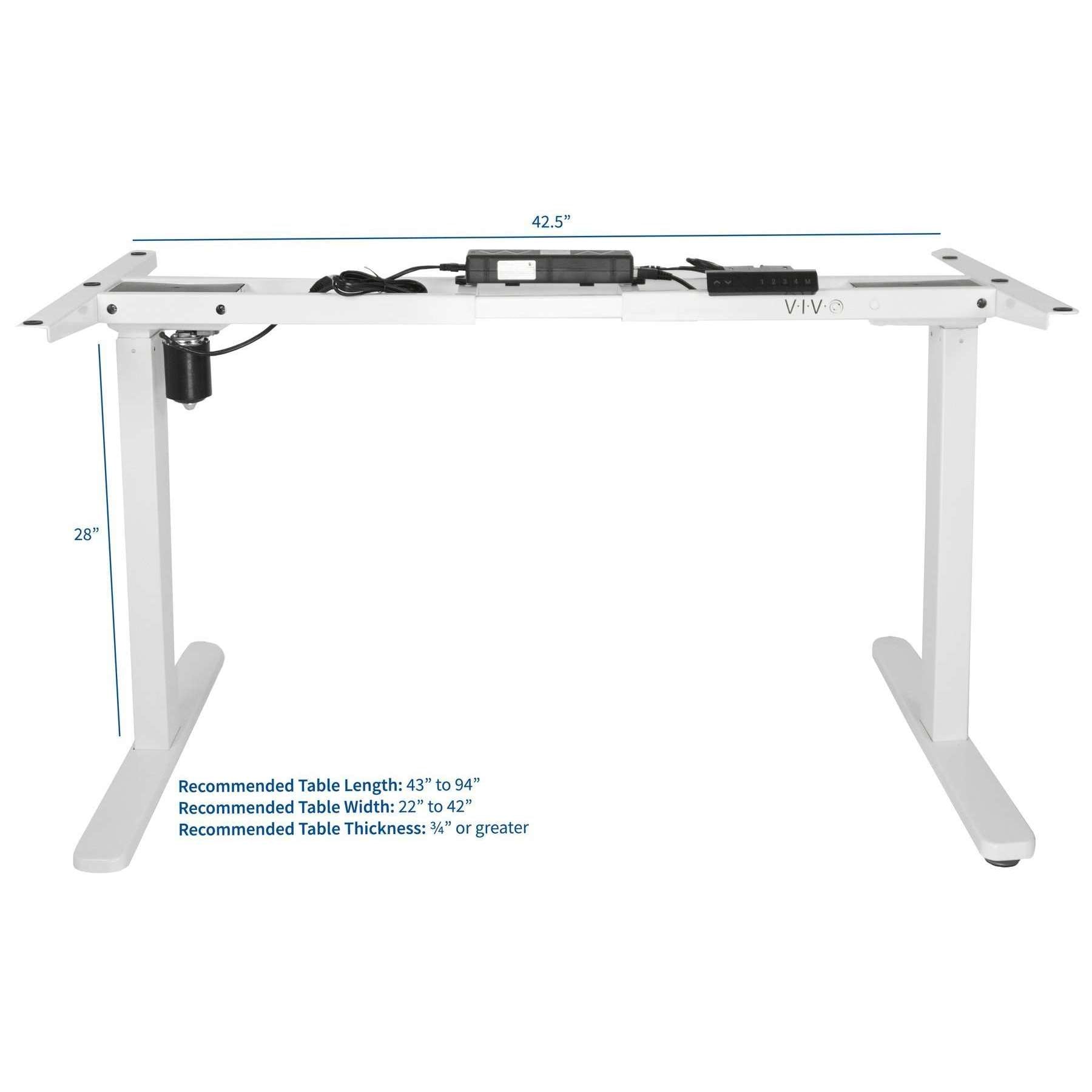 vivo Black Electric Single Motor Stand Up Height Adjustable Desk Frame