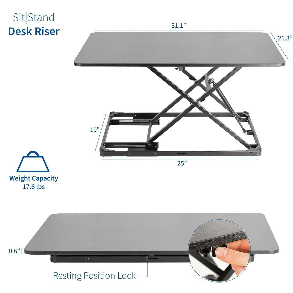 Single Desk Riser VIVO Black 31