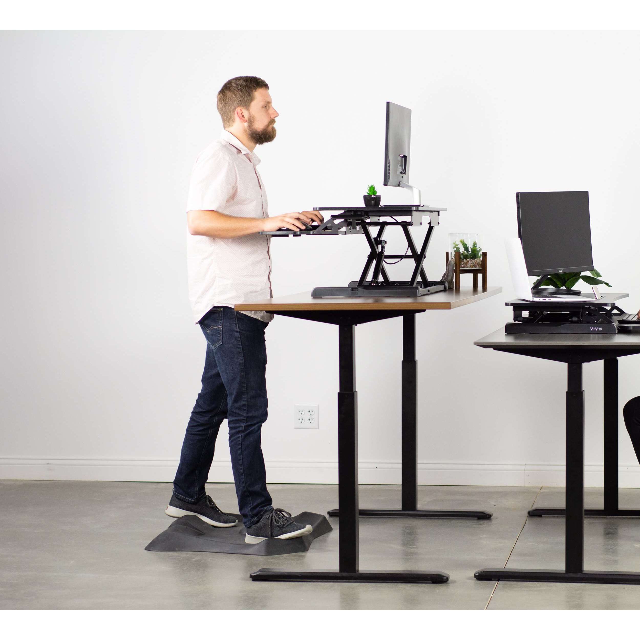 VIVO Black Height Adjustable Standing Desk Monitor Riser 32