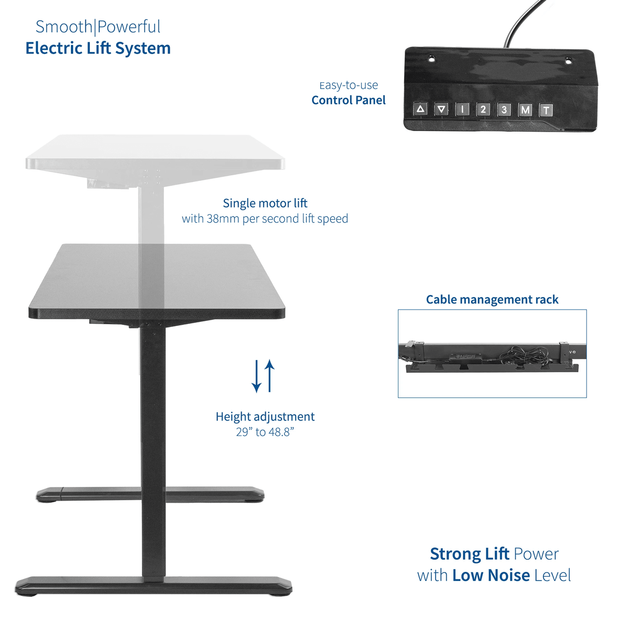VIVO Electric 60” x 24” Standing Desk DESK-KIT-1B6B Black TableTop, Bl ...