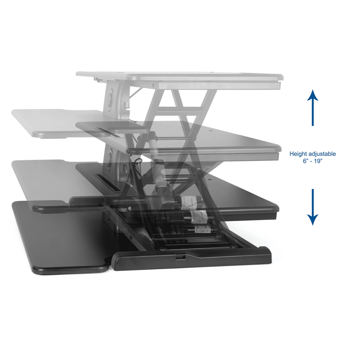 VIVO Black Electric Height Adjustable Standing Desk Riser Workstation ...