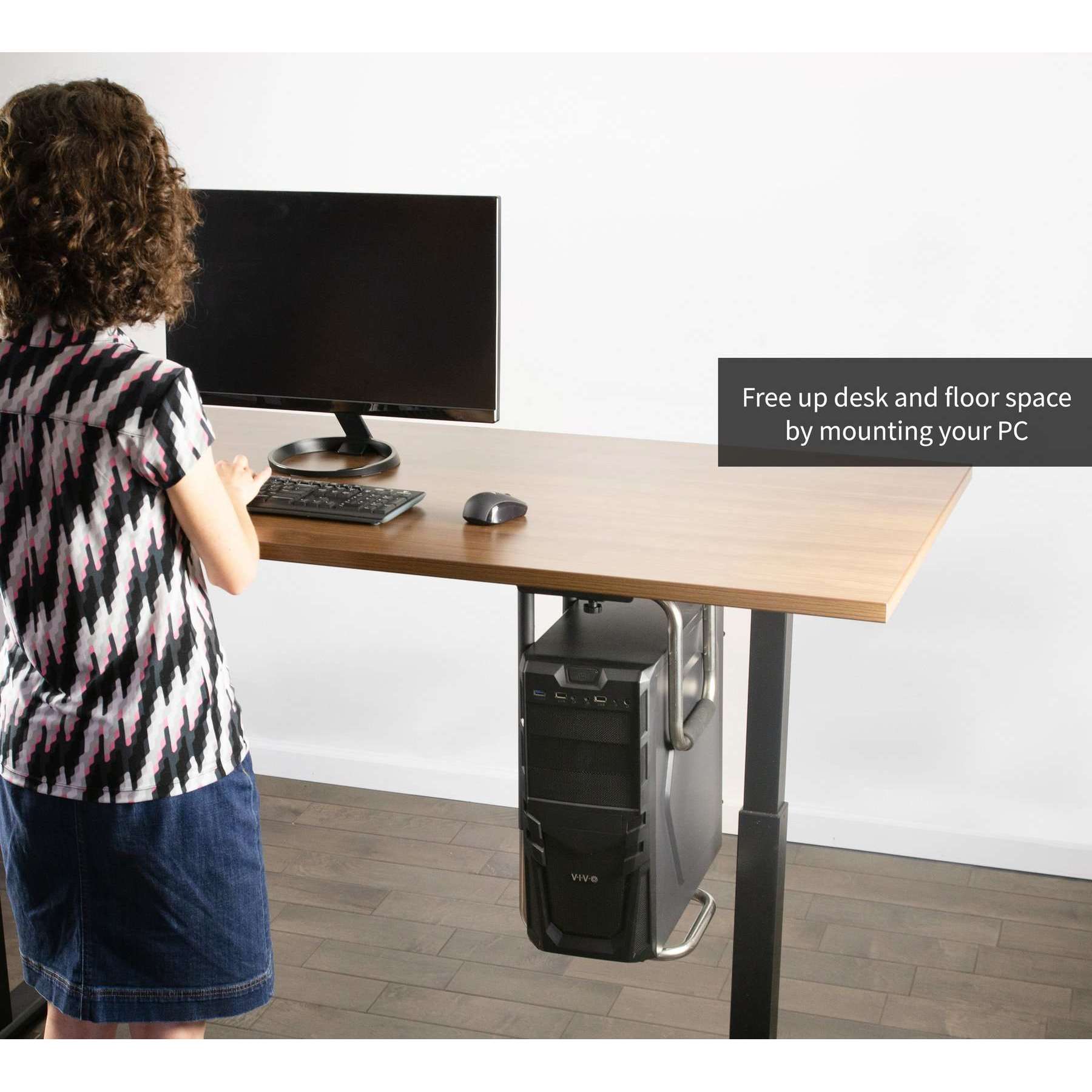 Vivo adjustable under desk and wall pc shop mount