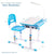 UpliftOffice.com VIVO Kids’ Height-Adjustable Desk & Chair w/ LED Lamp, DESK-V303B/V303P/303G, desk,VIVO