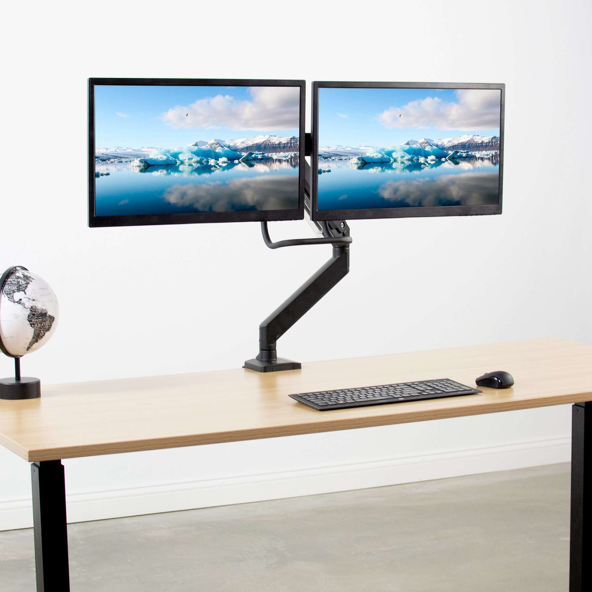 Pneumatic Arm Dual Monitor Desk Mount – VIVO - desk solutions