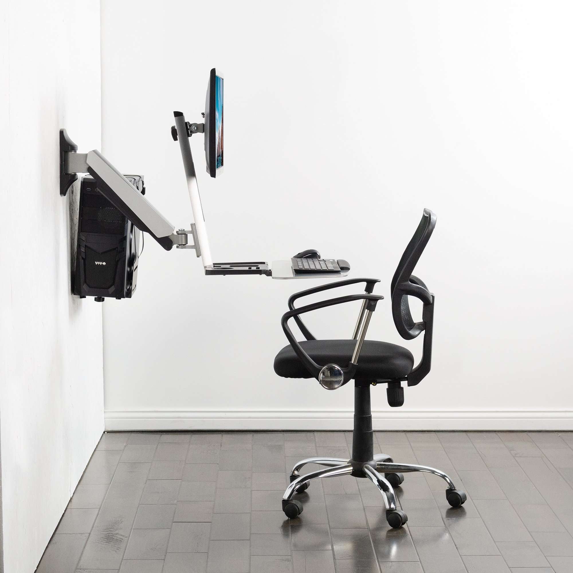 Single Monitor Sit to Stand Wall Mount Workstation – VIVO - desk