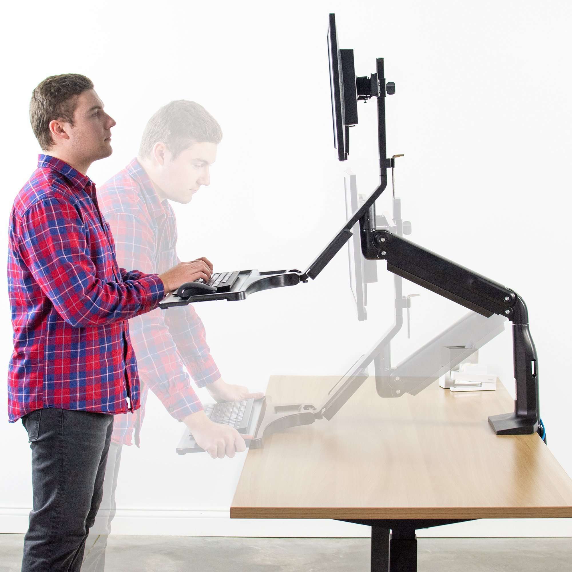 Dual Monitor Sit to Stand Desk Mount Workstation - Thumbnail 5